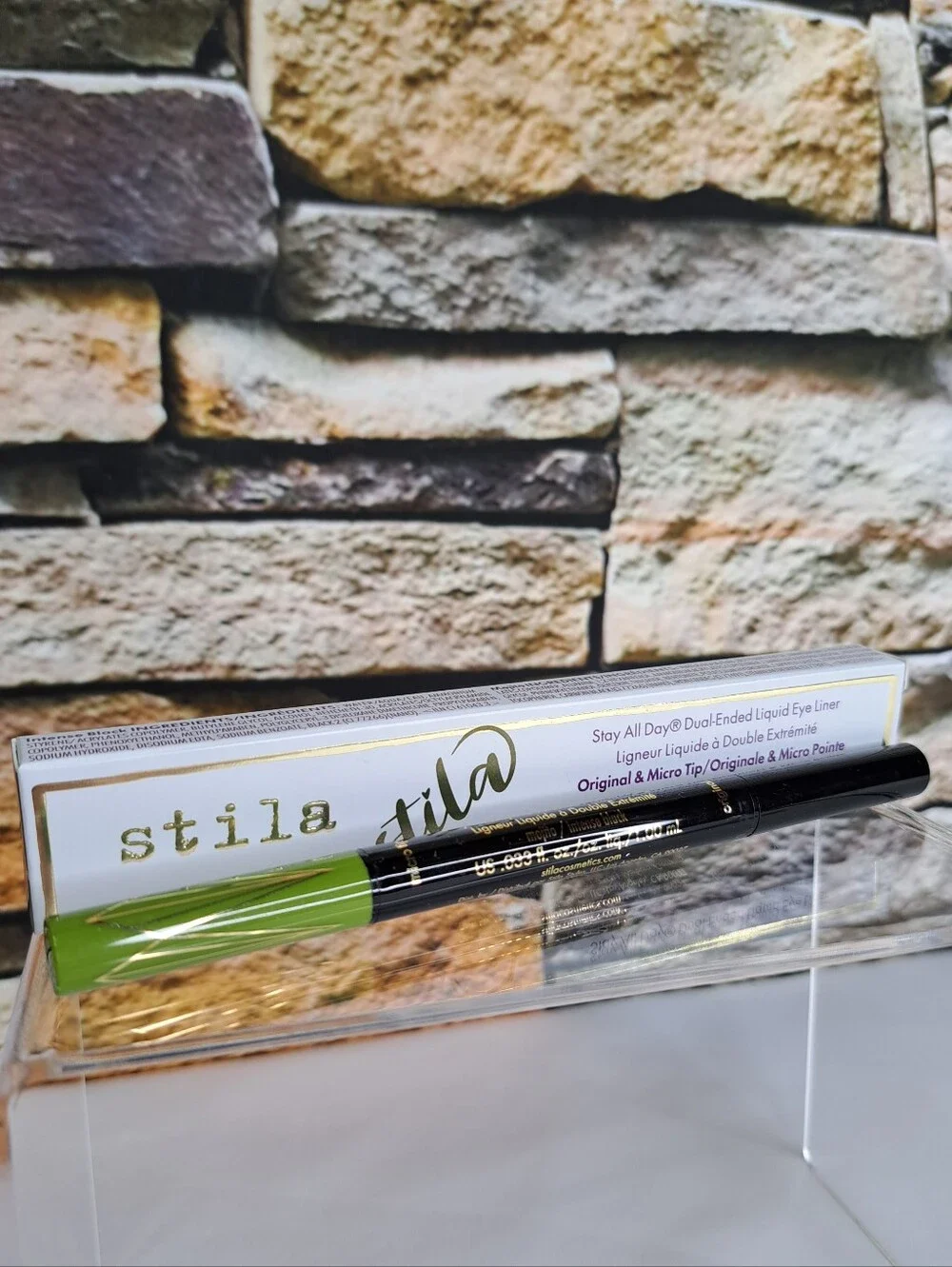 STILA ORIGINAL MICRO-TIP DUAL-ENDED WATERPROOF  LIQUID EYELINER INT.BLACK/MOJITO